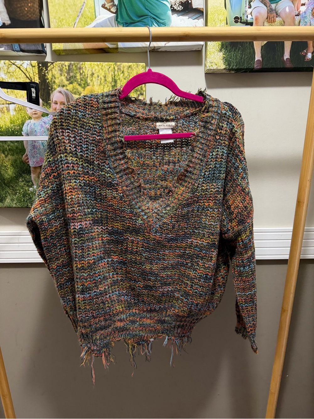 Main Strip Multicolor V-Neck Knit Sweater